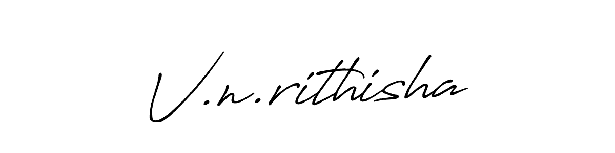 Create a beautiful signature design for name V.n.rithisha. With this signature (Antro_Vectra_Bolder) fonts, you can make a handwritten signature for free. V.n.rithisha signature style 7 images and pictures png