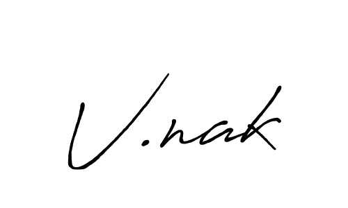 Make a beautiful signature design for name V.nak. With this signature (Antro_Vectra_Bolder) style, you can create a handwritten signature for free. V.nak signature style 7 images and pictures png