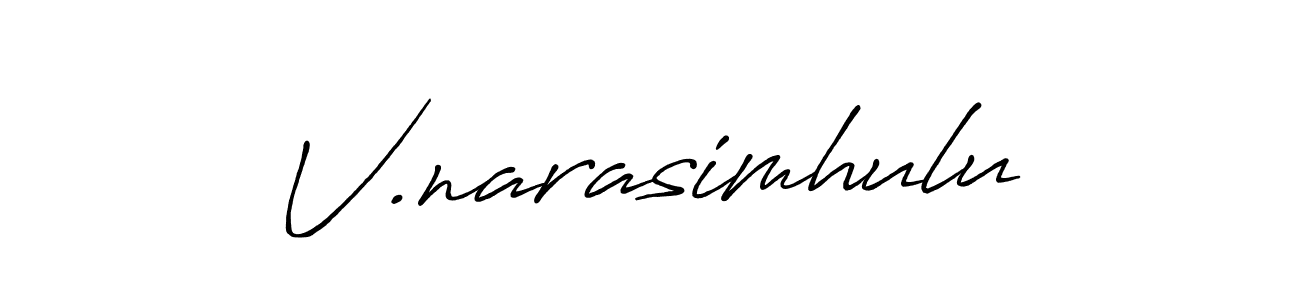 Design your own signature with our free online signature maker. With this signature software, you can create a handwritten (Antro_Vectra_Bolder) signature for name V.narasimhulu. V.narasimhulu signature style 7 images and pictures png