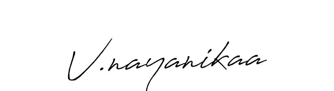 Use a signature maker to create a handwritten signature online. With this signature software, you can design (Antro_Vectra_Bolder) your own signature for name V.nayanikaa. V.nayanikaa signature style 7 images and pictures png