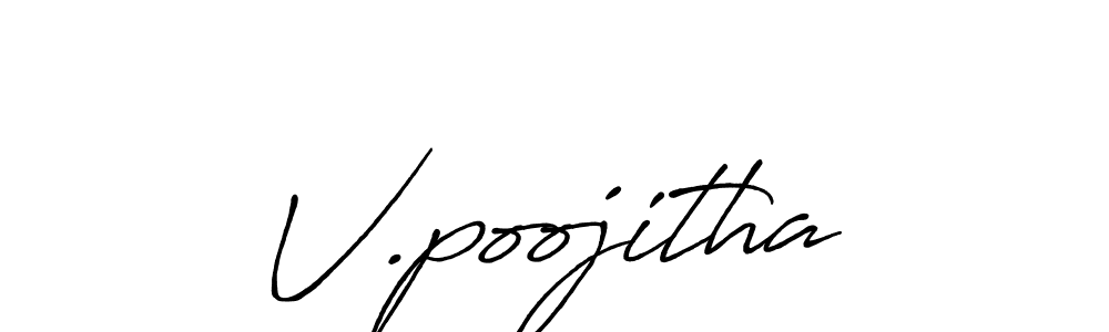 Use a signature maker to create a handwritten signature online. With this signature software, you can design (Antro_Vectra_Bolder) your own signature for name V.poojitha. V.poojitha signature style 7 images and pictures png