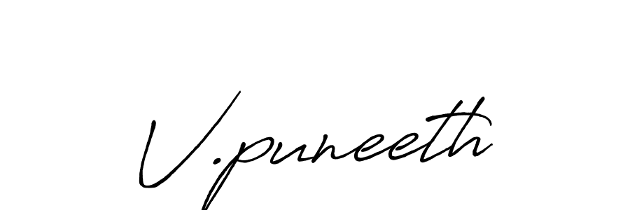 Use a signature maker to create a handwritten signature online. With this signature software, you can design (Antro_Vectra_Bolder) your own signature for name V.puneeth. V.puneeth signature style 7 images and pictures png