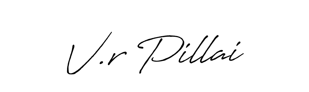 Use a signature maker to create a handwritten signature online. With this signature software, you can design (Antro_Vectra_Bolder) your own signature for name V.r Pillai. V.r Pillai signature style 7 images and pictures png