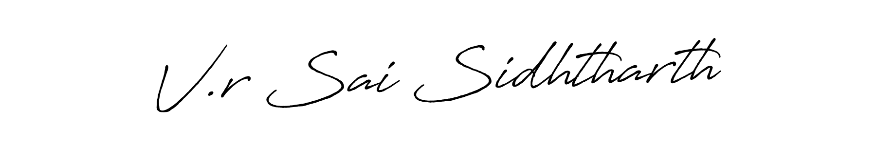 How to make V.r Sai Sidhtharth name signature. Use Antro_Vectra_Bolder style for creating short signs online. This is the latest handwritten sign. V.r Sai Sidhtharth signature style 7 images and pictures png