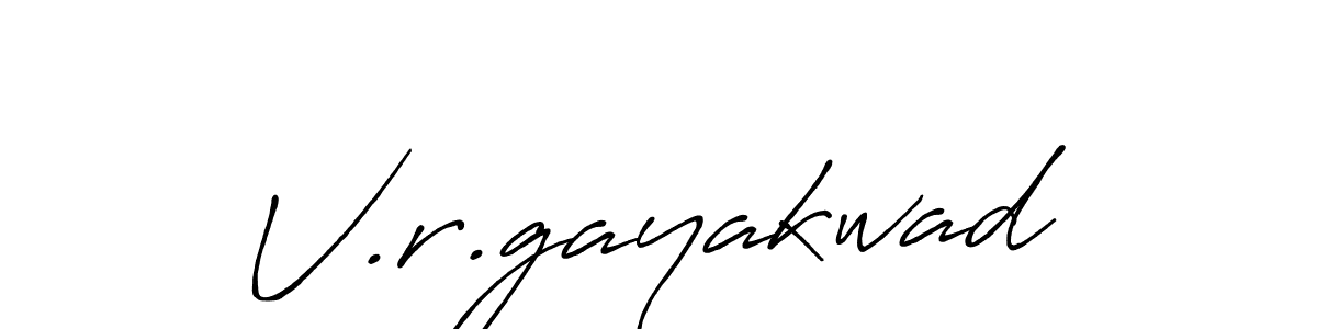 Make a beautiful signature design for name V.r.gayakwad. With this signature (Antro_Vectra_Bolder) style, you can create a handwritten signature for free. V.r.gayakwad signature style 7 images and pictures png