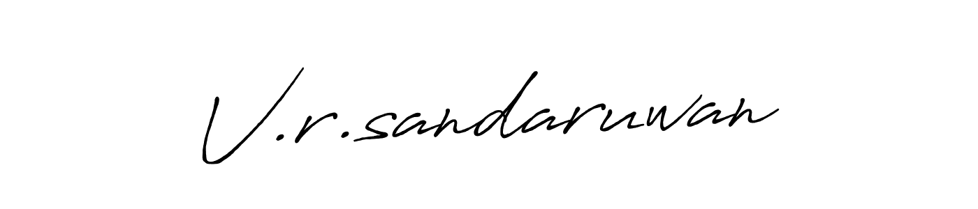How to make V.r.sandaruwan name signature. Use Antro_Vectra_Bolder style for creating short signs online. This is the latest handwritten sign. V.r.sandaruwan signature style 7 images and pictures png