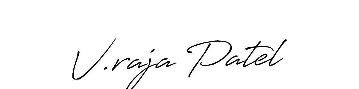 Use a signature maker to create a handwritten signature online. With this signature software, you can design (Antro_Vectra_Bolder) your own signature for name V.raja Patel. V.raja Patel signature style 7 images and pictures png