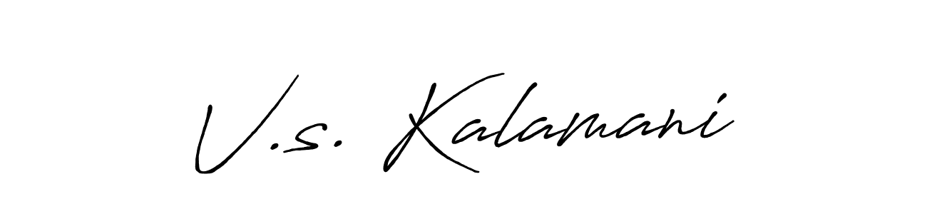 How to make V.s. Kalamani name signature. Use Antro_Vectra_Bolder style for creating short signs online. This is the latest handwritten sign. V.s. Kalamani signature style 7 images and pictures png