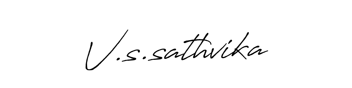 Make a beautiful signature design for name V.s.sathvika. With this signature (Antro_Vectra_Bolder) style, you can create a handwritten signature for free. V.s.sathvika signature style 7 images and pictures png