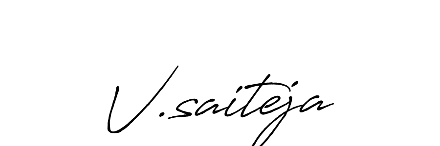 The best way (Antro_Vectra_Bolder) to make a short signature is to pick only two or three words in your name. The name V.saiteja include a total of six letters. For converting this name. V.saiteja signature style 7 images and pictures png