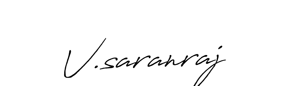 Use a signature maker to create a handwritten signature online. With this signature software, you can design (Antro_Vectra_Bolder) your own signature for name V.saranraj. V.saranraj signature style 7 images and pictures png