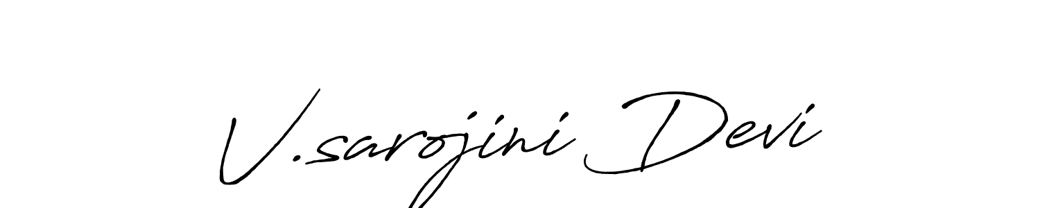 How to make V.sarojini Devi name signature. Use Antro_Vectra_Bolder style for creating short signs online. This is the latest handwritten sign. V.sarojini Devi signature style 7 images and pictures png