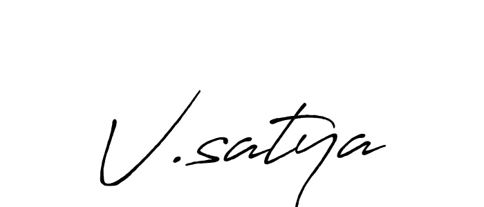 Use a signature maker to create a handwritten signature online. With this signature software, you can design (Antro_Vectra_Bolder) your own signature for name V.satya. V.satya signature style 7 images and pictures png