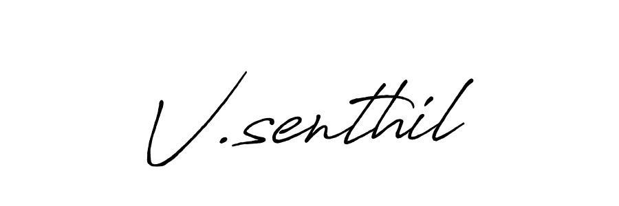 Design your own signature with our free online signature maker. With this signature software, you can create a handwritten (Antro_Vectra_Bolder) signature for name V.senthil. V.senthil signature style 7 images and pictures png