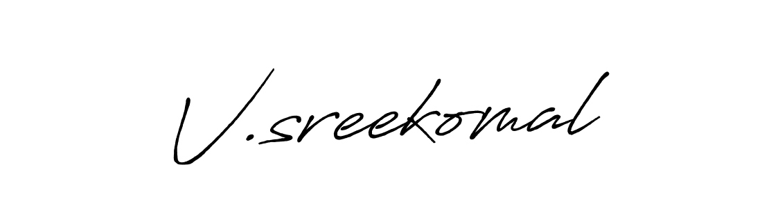 How to make V.sreekomal name signature. Use Antro_Vectra_Bolder style for creating short signs online. This is the latest handwritten sign. V.sreekomal signature style 7 images and pictures png