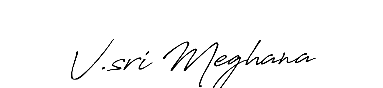 Design your own signature with our free online signature maker. With this signature software, you can create a handwritten (Antro_Vectra_Bolder) signature for name V.sri Meghana. V.sri Meghana signature style 7 images and pictures png