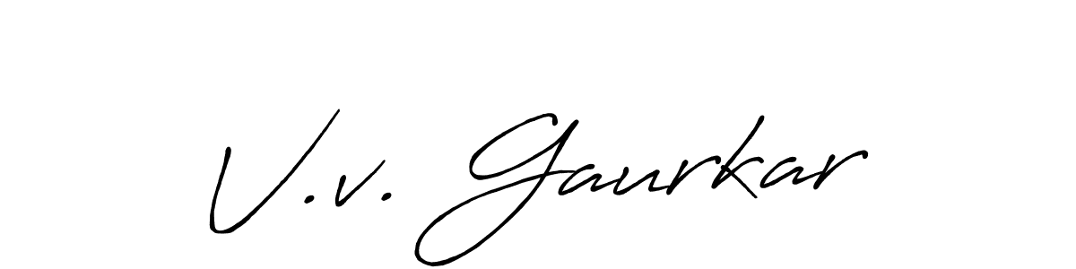 Create a beautiful signature design for name V.v. Gaurkar. With this signature (Antro_Vectra_Bolder) fonts, you can make a handwritten signature for free. V.v. Gaurkar signature style 7 images and pictures png