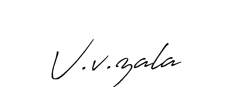 Create a beautiful signature design for name V.v.zala. With this signature (Antro_Vectra_Bolder) fonts, you can make a handwritten signature for free. V.v.zala signature style 7 images and pictures png