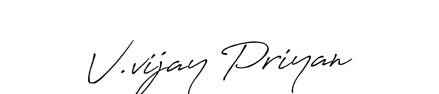 Also we have V.vijay Priyan name is the best signature style. Create professional handwritten signature collection using Antro_Vectra_Bolder autograph style. V.vijay Priyan signature style 7 images and pictures png