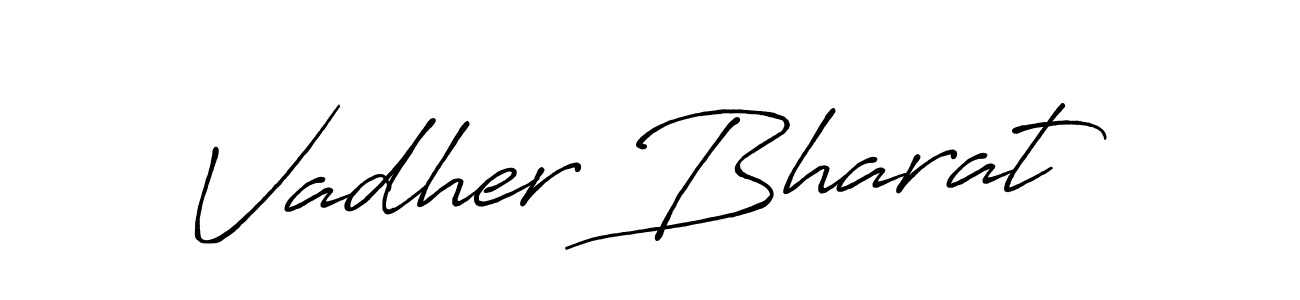Similarly Antro_Vectra_Bolder is the best handwritten signature design. Signature creator online .You can use it as an online autograph creator for name Vadher Bharat. Vadher Bharat signature style 7 images and pictures png