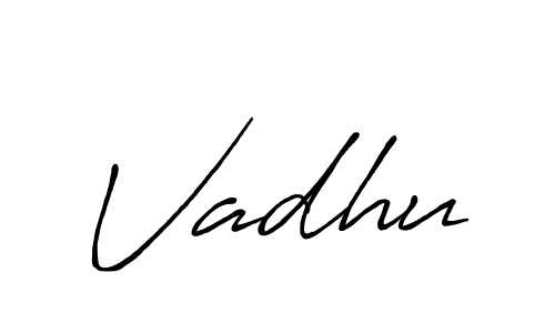 Use a signature maker to create a handwritten signature online. With this signature software, you can design (Antro_Vectra_Bolder) your own signature for name Vadhu. Vadhu signature style 7 images and pictures png