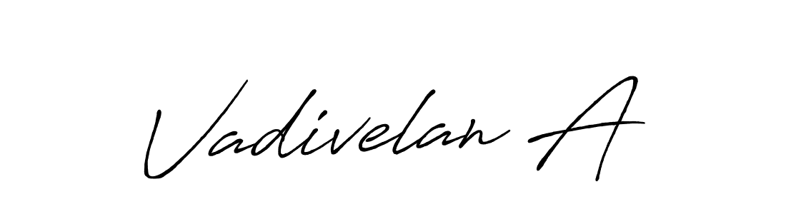 Create a beautiful signature design for name Vadivelan A. With this signature (Antro_Vectra_Bolder) fonts, you can make a handwritten signature for free. Vadivelan A signature style 7 images and pictures png