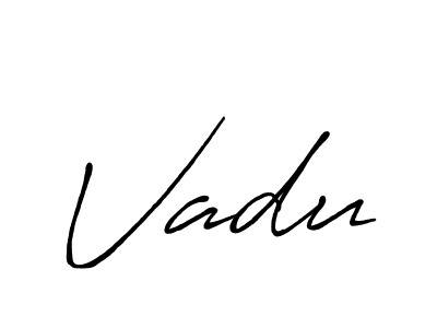 How to make Vadu name signature. Use Antro_Vectra_Bolder style for creating short signs online. This is the latest handwritten sign. Vadu signature style 7 images and pictures png