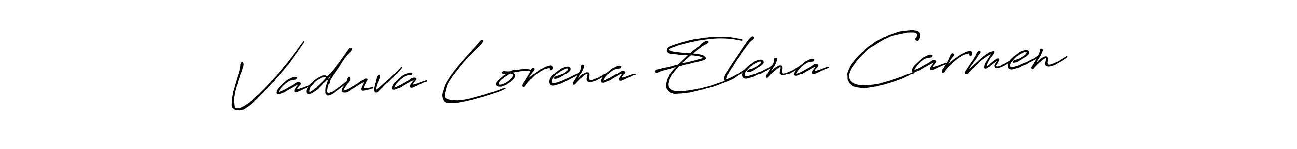 The best way (Antro_Vectra_Bolder) to make a short signature is to pick only two or three words in your name. The name Vaduva Lorena Elena Carmen include a total of six letters. For converting this name. Vaduva Lorena Elena Carmen signature style 7 images and pictures png