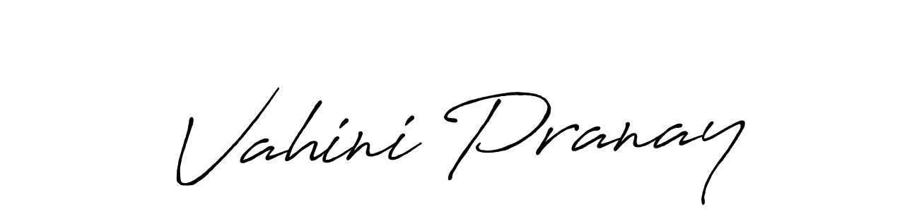 Create a beautiful signature design for name Vahini Pranay. With this signature (Antro_Vectra_Bolder) fonts, you can make a handwritten signature for free. Vahini Pranay signature style 7 images and pictures png