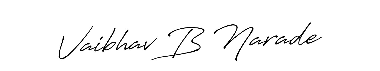 The best way (Antro_Vectra_Bolder) to make a short signature is to pick only two or three words in your name. The name Vaibhav B Narade include a total of six letters. For converting this name. Vaibhav B Narade signature style 7 images and pictures png