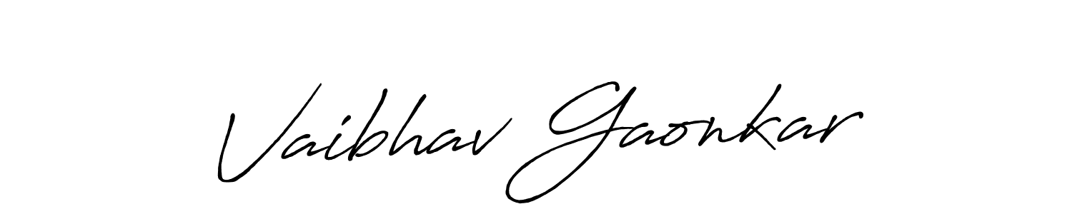 Antro_Vectra_Bolder is a professional signature style that is perfect for those who want to add a touch of class to their signature. It is also a great choice for those who want to make their signature more unique. Get Vaibhav Gaonkar name to fancy signature for free. Vaibhav Gaonkar signature style 7 images and pictures png