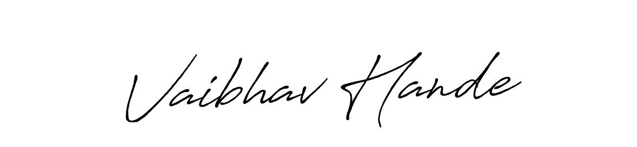 The best way (Antro_Vectra_Bolder) to make a short signature is to pick only two or three words in your name. The name Vaibhav Hande include a total of six letters. For converting this name. Vaibhav Hande signature style 7 images and pictures png
