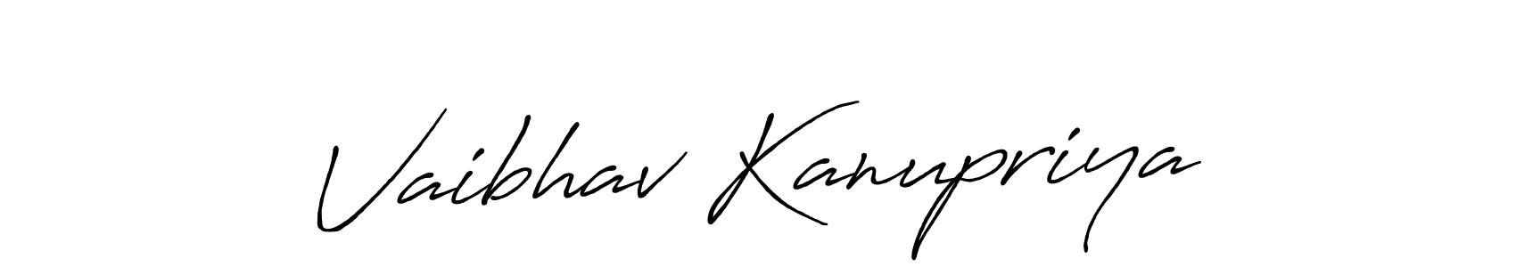 Make a beautiful signature design for name Vaibhav Kanupriya. With this signature (Antro_Vectra_Bolder) style, you can create a handwritten signature for free. Vaibhav Kanupriya signature style 7 images and pictures png