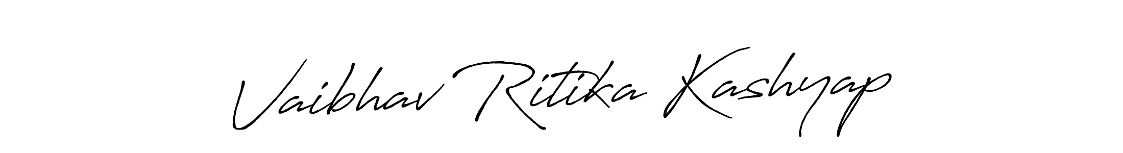 Create a beautiful signature design for name Vaibhav Ritika Kashyap. With this signature (Antro_Vectra_Bolder) fonts, you can make a handwritten signature for free. Vaibhav Ritika Kashyap signature style 7 images and pictures png