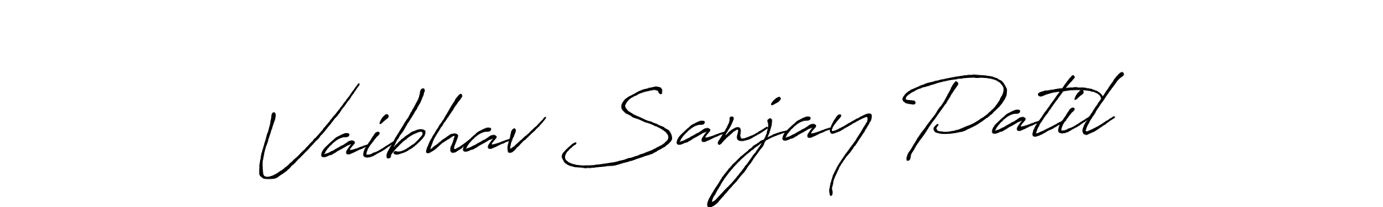 Create a beautiful signature design for name Vaibhav Sanjay Patil. With this signature (Antro_Vectra_Bolder) fonts, you can make a handwritten signature for free. Vaibhav Sanjay Patil signature style 7 images and pictures png