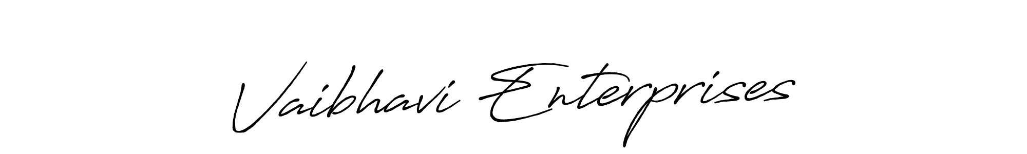 Create a beautiful signature design for name Vaibhavi Enterprises. With this signature (Antro_Vectra_Bolder) fonts, you can make a handwritten signature for free. Vaibhavi Enterprises signature style 7 images and pictures png