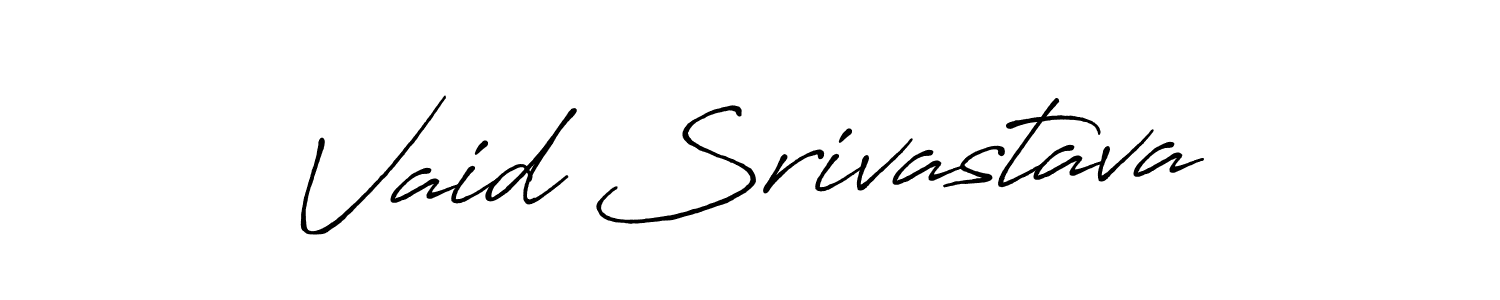 How to make Vaid Srivastava name signature. Use Antro_Vectra_Bolder style for creating short signs online. This is the latest handwritten sign. Vaid Srivastava signature style 7 images and pictures png