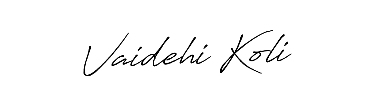 You should practise on your own different ways (Antro_Vectra_Bolder) to write your name (Vaidehi Koli) in signature. don't let someone else do it for you. Vaidehi Koli signature style 7 images and pictures png