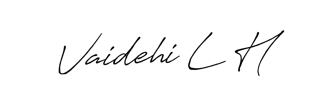 The best way (Antro_Vectra_Bolder) to make a short signature is to pick only two or three words in your name. The name Vaidehi L H include a total of six letters. For converting this name. Vaidehi L H signature style 7 images and pictures png