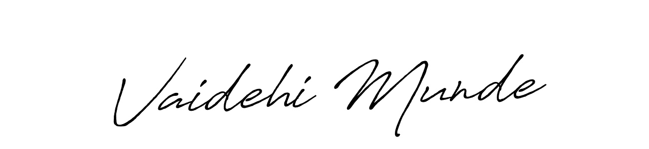 Create a beautiful signature design for name Vaidehi Munde. With this signature (Antro_Vectra_Bolder) fonts, you can make a handwritten signature for free. Vaidehi Munde signature style 7 images and pictures png