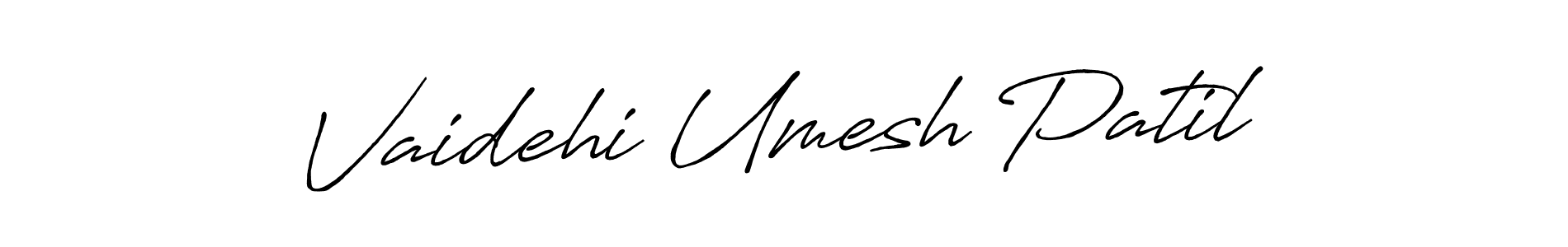 Create a beautiful signature design for name Vaidehi Umesh Patil. With this signature (Antro_Vectra_Bolder) fonts, you can make a handwritten signature for free. Vaidehi Umesh Patil signature style 7 images and pictures png