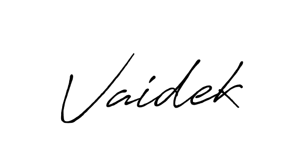 How to make Vaidek name signature. Use Antro_Vectra_Bolder style for creating short signs online. This is the latest handwritten sign. Vaidek signature style 7 images and pictures png