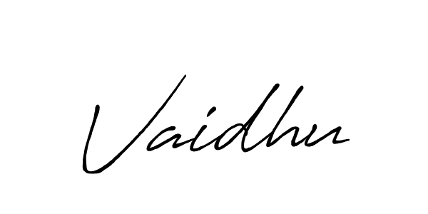 Use a signature maker to create a handwritten signature online. With this signature software, you can design (Antro_Vectra_Bolder) your own signature for name Vaidhu. Vaidhu signature style 7 images and pictures png