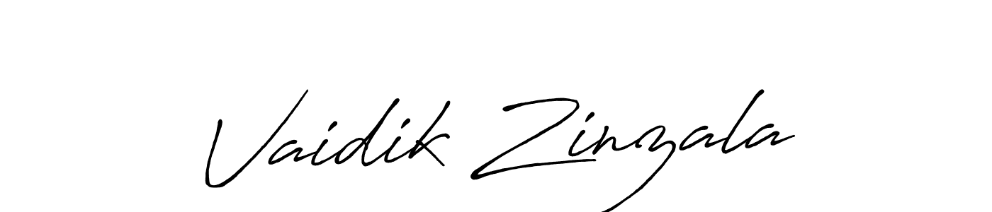 Make a beautiful signature design for name Vaidik Zinzala. With this signature (Antro_Vectra_Bolder) style, you can create a handwritten signature for free. Vaidik Zinzala signature style 7 images and pictures png