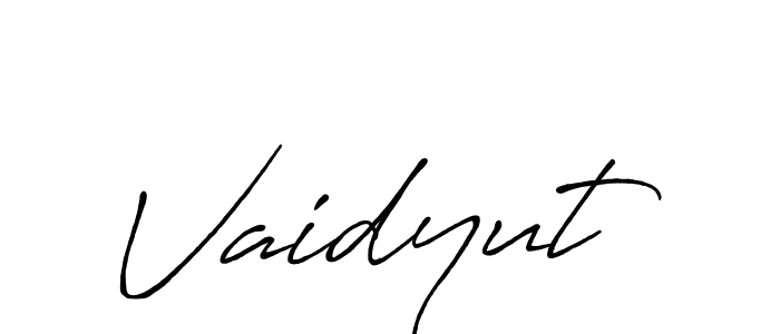 Create a beautiful signature design for name Vaidyut. With this signature (Antro_Vectra_Bolder) fonts, you can make a handwritten signature for free. Vaidyut signature style 7 images and pictures png