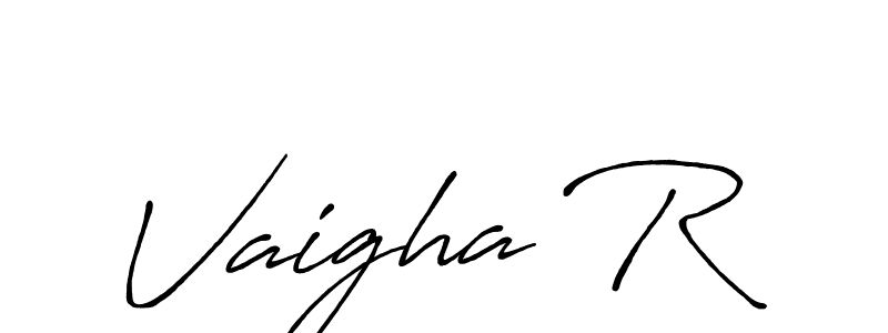 How to make Vaigha R name signature. Use Antro_Vectra_Bolder style for creating short signs online. This is the latest handwritten sign. Vaigha R signature style 7 images and pictures png