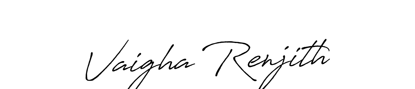 The best way (Antro_Vectra_Bolder) to make a short signature is to pick only two or three words in your name. The name Vaigha Renjith include a total of six letters. For converting this name. Vaigha Renjith signature style 7 images and pictures png