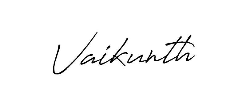 Use a signature maker to create a handwritten signature online. With this signature software, you can design (Antro_Vectra_Bolder) your own signature for name Vaikunth. Vaikunth signature style 7 images and pictures png