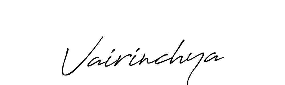 How to make Vairinchya name signature. Use Antro_Vectra_Bolder style for creating short signs online. This is the latest handwritten sign. Vairinchya signature style 7 images and pictures png