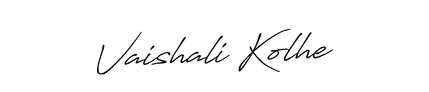 How to make Vaishali Kolhe name signature. Use Antro_Vectra_Bolder style for creating short signs online. This is the latest handwritten sign. Vaishali Kolhe signature style 7 images and pictures png